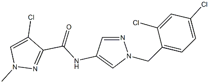 4-chloro-N-[1-(2,4-dichlorobenzyl)-1H-pyrazol-4-yl]-1-methyl-1H-pyrazole-3-carboxamide Struktur