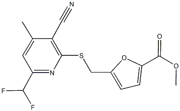 methyl 5-({[3-cyano-6-(difluoromethyl)-4-methyl-2-pyridinyl]sulfanyl}methyl)-2-furoate Struktur