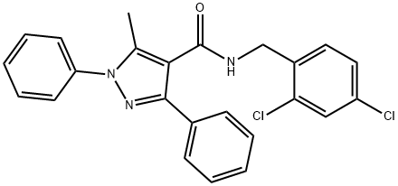 N-(2,4-dichlorobenzyl)-5-methyl-1,3-diphenyl-1H-pyrazole-4-carboxamide Struktur