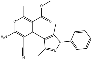 methyl 6-amino-5-cyano-4-(3,5-dimethyl-1-phenyl-1H-pyrazol-4-yl)-2-methyl-4H-pyran-3-carboxylate Struktur