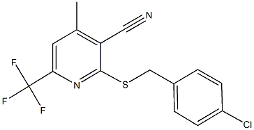 2-[(4-chlorobenzyl)sulfanyl]-4-methyl-6-(trifluoromethyl)nicotinonitrile Struktur