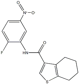 N-{2-fluoro-5-nitrophenyl}-4,5,6,7-tetrahydro-1-benzothiophene-3-carboxamide Struktur