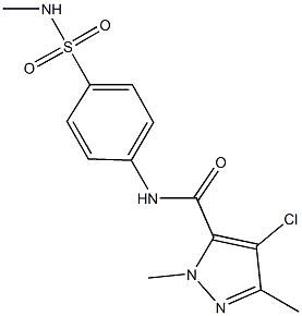 4-chloro-1,3-dimethyl-N-{4-[(methylamino)sulfonyl]phenyl}-1H-pyrazole-5-carboxamide Struktur