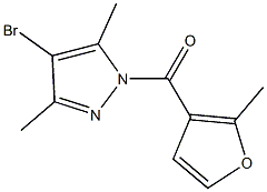 4-bromo-3,5-dimethyl-1-(2-methyl-3-furoyl)-1H-pyrazole Struktur