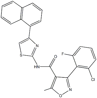 3-(2-chloro-6-fluorophenyl)-5-methyl-N-[4-(1-naphthyl)-1,3-thiazol-2-yl]-4-isoxazolecarboxamide Struktur