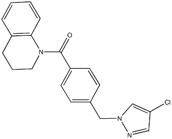 1-{4-[(4-chloro-1H-pyrazol-1-yl)methyl]benzoyl}-1,2,3,4-tetrahydroquinoline Struktur