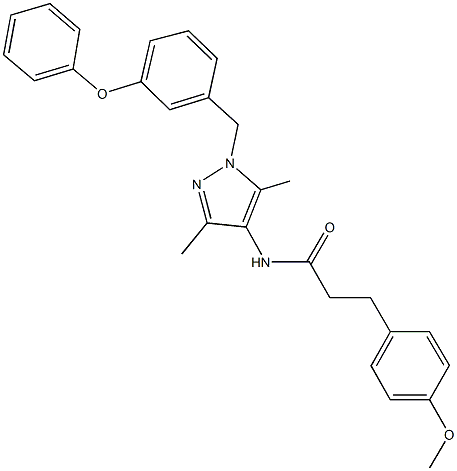 N-[3,5-dimethyl-1-(3-phenoxybenzyl)-1H-pyrazol-4-yl]-3-(4-methoxyphenyl)propanamide Struktur