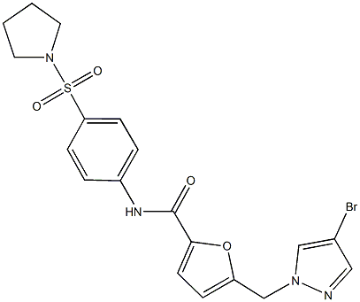 5-[(4-bromo-1H-pyrazol-1-yl)methyl]-N-[4-(1-pyrrolidinylsulfonyl)phenyl]-2-furamide Struktur