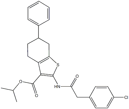 isopropyl 2-{[(4-chlorophenyl)acetyl]amino}-6-phenyl-4,5,6,7-tetrahydro-1-benzothiophene-3-carboxylate Struktur