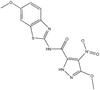 4-nitro-3-methoxy-N-(6-methoxy-1,3-benzothiazol-2-yl)-1H-pyrazole-5-carboxamide Struktur