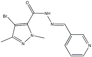 4-bromo-1,3-dimethyl-N'-(3-pyridinylmethylene)-1H-pyrazole-5-carbohydrazide Struktur