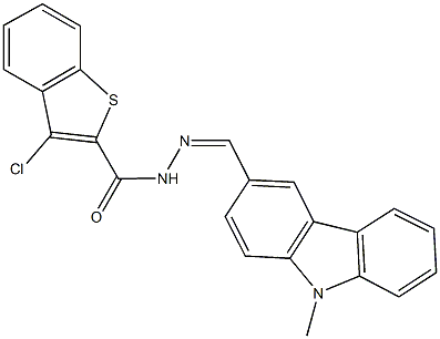 3-chloro-N'-[(9-methyl-9H-carbazol-3-yl)methylene]-1-benzothiophene-2-carbohydrazide Struktur