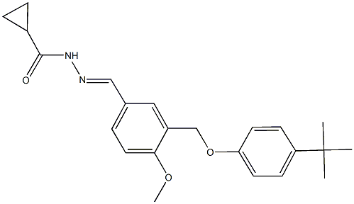 N'-{3-[(4-tert-butylphenoxy)methyl]-4-methoxybenzylidene}cyclopropanecarbohydrazide Struktur