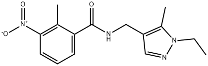 N-[(1-ethyl-5-methyl-1H-pyrazol-4-yl)methyl]-3-nitro-2-methylbenzamide Struktur