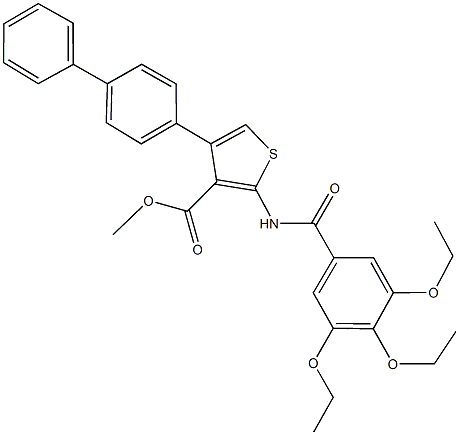 methyl 4-[1,1'-biphenyl]-4-yl-2-[(3,4,5-triethoxybenzoyl)amino]-3-thiophenecarboxylate Struktur