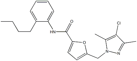 N-(2-butylphenyl)-5-[(4-chloro-3,5-dimethyl-1H-pyrazol-1-yl)methyl]-2-furamide Struktur