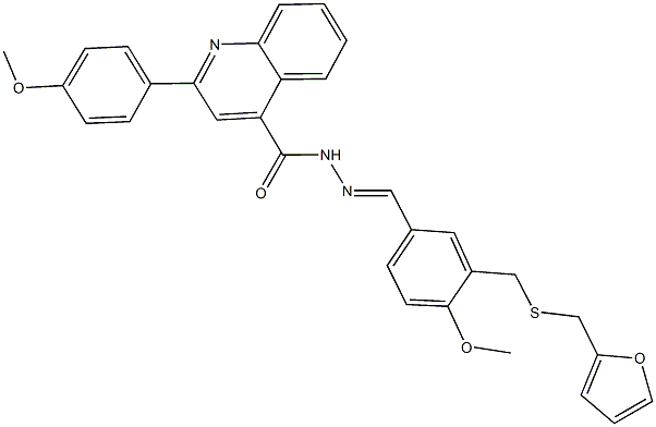 N'-(3-{[(2-furylmethyl)sulfanyl]methyl}-4-methoxybenzylidene)-2-(4-methoxyphenyl)-4-quinolinecarbohydrazide Struktur