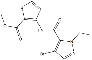 methyl 3-{[(4-bromo-1-ethyl-1H-pyrazol-5-yl)carbonyl]amino}-2-thiophenecarboxylate Struktur