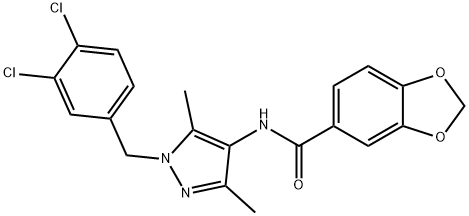 N-[1-(3,4-dichlorobenzyl)-3,5-dimethyl-1H-pyrazol-4-yl]-1,3-benzodioxole-5-carboxamide Struktur