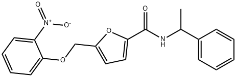 5-({2-nitrophenoxy}methyl)-N-(1-phenylethyl)-2-furamide Struktur