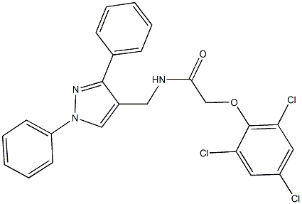 N-[(1,3-diphenyl-1H-pyrazol-4-yl)methyl]-2-(2,4,6-trichlorophenoxy)acetamide Struktur