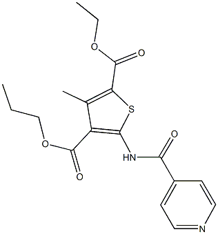 2-ethyl 4-propyl 5-(isonicotinoylamino)-3-methyl-2,4-thiophenedicarboxylate Struktur