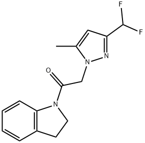 1-{[3-(difluoromethyl)-5-methyl-1H-pyrazol-1-yl]acetyl}indoline Struktur