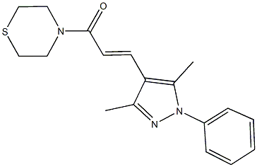 4-[3-(3,5-dimethyl-1-phenyl-1H-pyrazol-4-yl)acryloyl]thiomorpholine Struktur