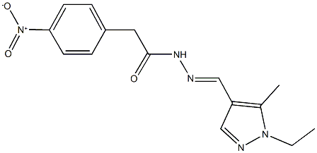 N'-[(1-ethyl-5-methyl-1H-pyrazol-4-yl)methylene]-2-{4-nitrophenyl}acetohydrazide Struktur