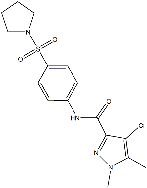 4-chloro-1,5-dimethyl-N-[4-(1-pyrrolidinylsulfonyl)phenyl]-1H-pyrazole-3-carboxamide Struktur