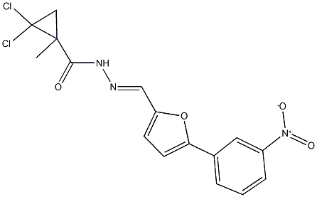 2,2-dichloro-N'-[(5-{3-nitrophenyl}-2-furyl)methylene]-1-methylcyclopropanecarbohydrazide Struktur