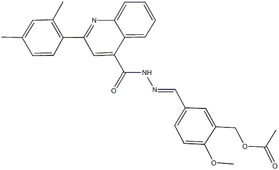 5-(2-{[2-(2,4-dimethylphenyl)-4-quinolinyl]carbonyl}carbohydrazonoyl)-2-methoxybenzyl acetate Struktur