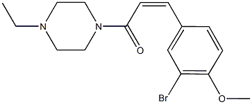 2-bromo-4-[3-(4-ethyl-1-piperazinyl)-3-oxo-1-propenyl]phenyl methyl ether Struktur