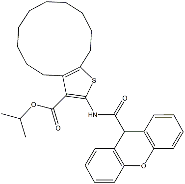 isopropyl 2-[(9H-xanthen-9-ylcarbonyl)amino]-4,5,6,7,8,9,10,11,12,13-decahydrocyclododeca[b]thiophene-3-carboxylate Struktur