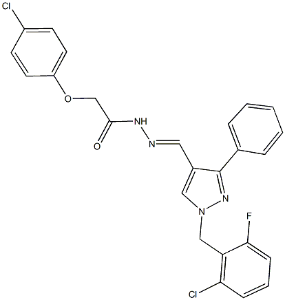 N'-{[1-(2-chloro-6-fluorobenzyl)-3-phenyl-1H-pyrazol-4-yl]methylene}-2-(4-chlorophenoxy)acetohydrazide Struktur