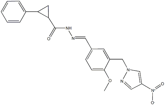 N'-[3-({4-nitro-1H-pyrazol-1-yl}methyl)-4-methoxybenzylidene]-2-phenylcyclopropanecarbohydrazide Struktur