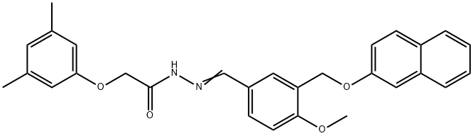 2-(3,5-dimethylphenoxy)-N'-{4-methoxy-3-[(2-naphthyloxy)methyl]benzylidene}acetohydrazide Struktur