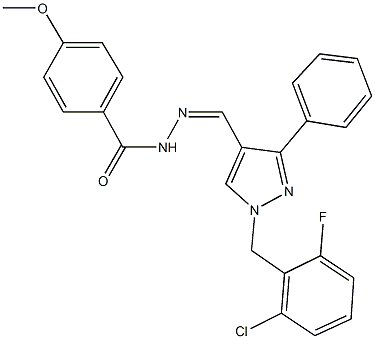 N'-{[1-(2-chloro-6-fluorobenzyl)-3-phenyl-1H-pyrazol-4-yl]methylene}-4-methoxybenzohydrazide Struktur