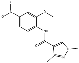 N-{4-nitro-2-methoxyphenyl}-1,3-dimethyl-1H-pyrazole-4-carboxamide Struktur