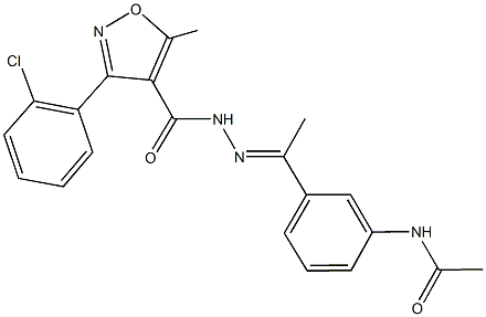 N-[3-(N-{[3-(2-chlorophenyl)-5-methyl-4-isoxazolyl]carbonyl}ethanehydrazonoyl)phenyl]acetamide Struktur