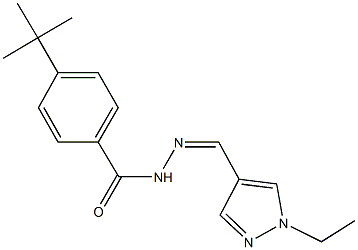 4-tert-butyl-N'-[(1-ethyl-1H-pyrazol-4-yl)methylene]benzohydrazide Struktur