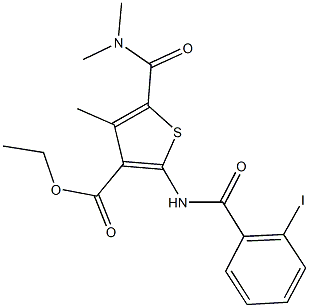 ethyl 5-[(dimethylamino)carbonyl]-2-[(2-iodobenzoyl)amino]-4-methyl-3-thiophenecarboxylate Struktur