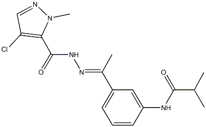 N-(3-{N-[(4-chloro-1-methyl-1H-pyrazol-5-yl)carbonyl]ethanehydrazonoyl}phenyl)-2-methylpropanamide Struktur