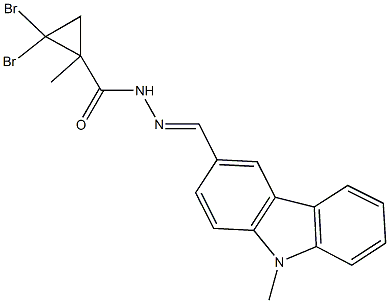 2,2-dibromo-1-methyl-N'-[(9-methyl-9H-carbazol-3-yl)methylene]cyclopropanecarbohydrazide Struktur