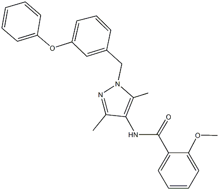 N-[3,5-dimethyl-1-(3-phenoxybenzyl)-1H-pyrazol-4-yl]-2-methoxybenzamide Struktur