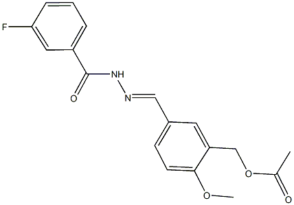 5-[2-(3-fluorobenzoyl)carbohydrazonoyl]-2-methoxybenzyl acetate Struktur