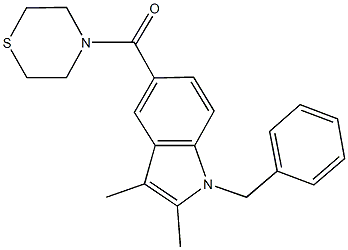 1-benzyl-2,3-dimethyl-5-(4-thiomorpholinylcarbonyl)-1H-indole Struktur