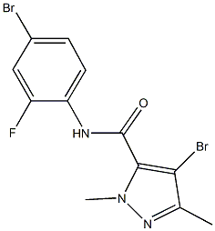 4-bromo-N-(4-bromo-2-fluorophenyl)-1,3-dimethyl-1H-pyrazole-5-carboxamide Struktur