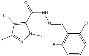 4-chloro-N'-(2-chloro-6-fluorobenzylidene)-1,3-dimethyl-1H-pyrazole-5-carbohydrazide Struktur