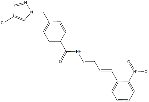 4-[(4-chloro-1H-pyrazol-1-yl)methyl]-N'-(3-{2-nitrophenyl}-2-propenylidene)benzohydrazide Struktur